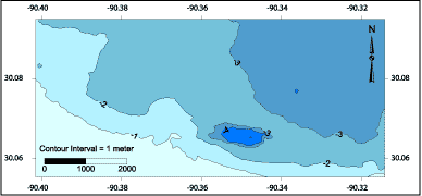 Filled contour map: LaBranche dredge pit.