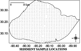 Graph showing sediment sample locations.