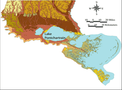 Geologic Map of the Lake Pontchartrain Basin.