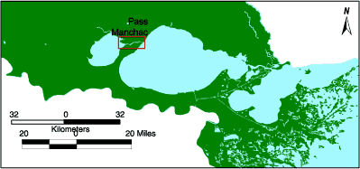 Map showing location of Pass Manchac.