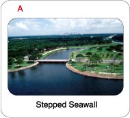 Picture of a stepped seawall on the southeast shore of Lake Pontchartrain.