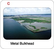 Picture of a metal bulkhead on the southeast shore of Lake Pontchartrain.