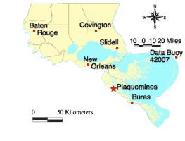 Map showing the location of Plaquemines.