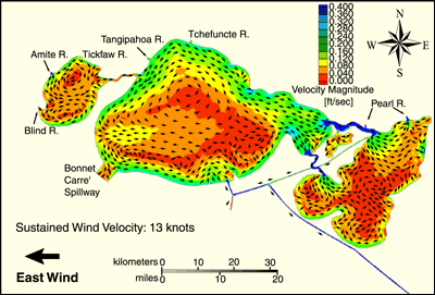 Image showing wind patterns induced by an east wind.