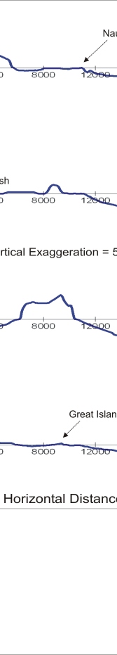 Figure 10. A) Nauset Beach--high . B) Coast Guard Beach--moderate. C) Cahoon Hollow Beach--very low . D) Great Island--very high.