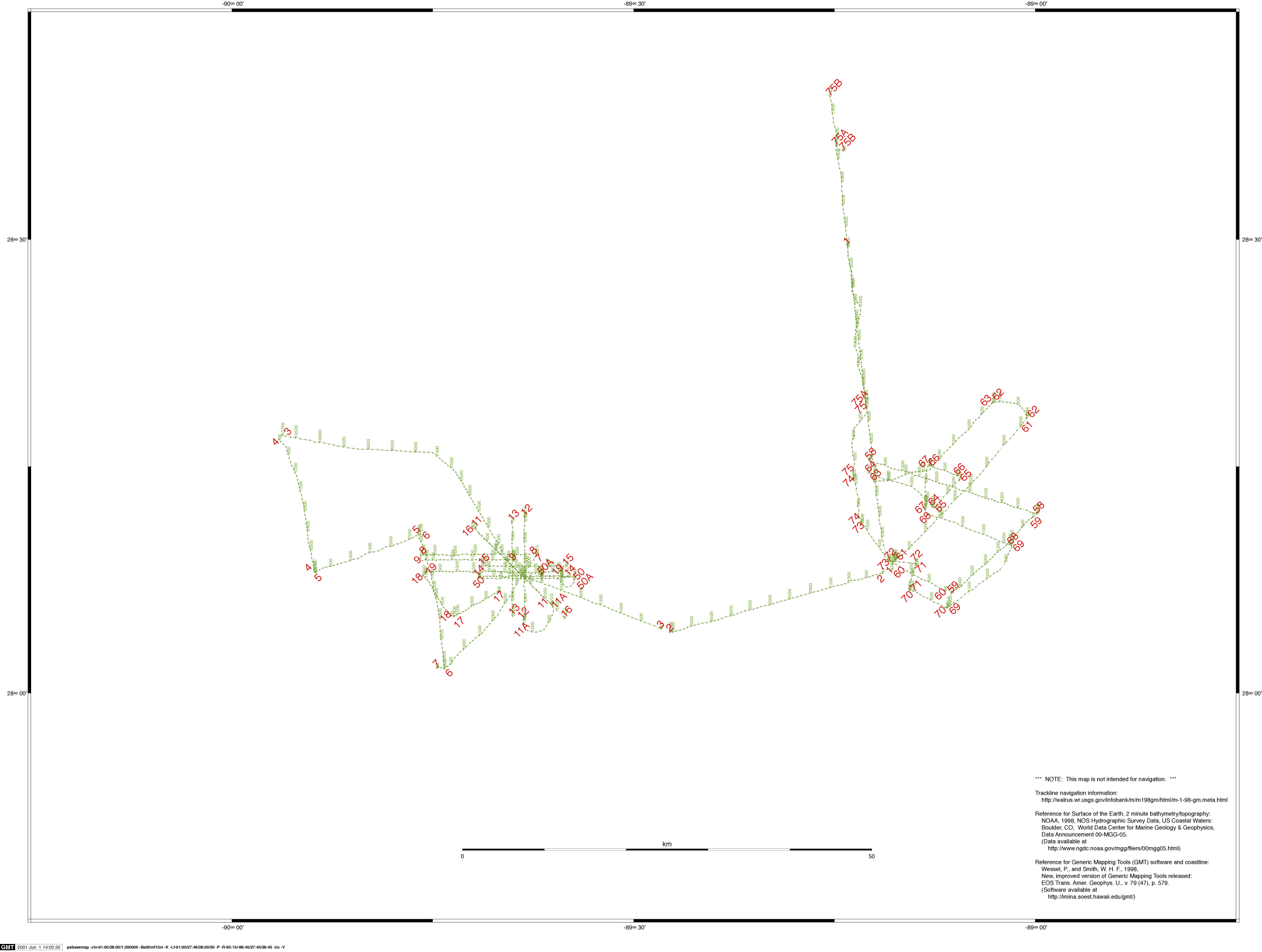 1998 trackline map with CDP numbers