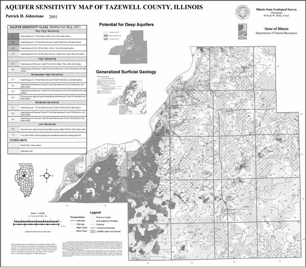 Aquifer Sensitivity Map of Tazewell County, Illinois