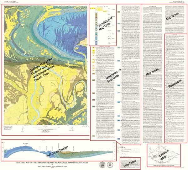 Image of the paper geologic map of Dinosaur Quarry quadrangle
