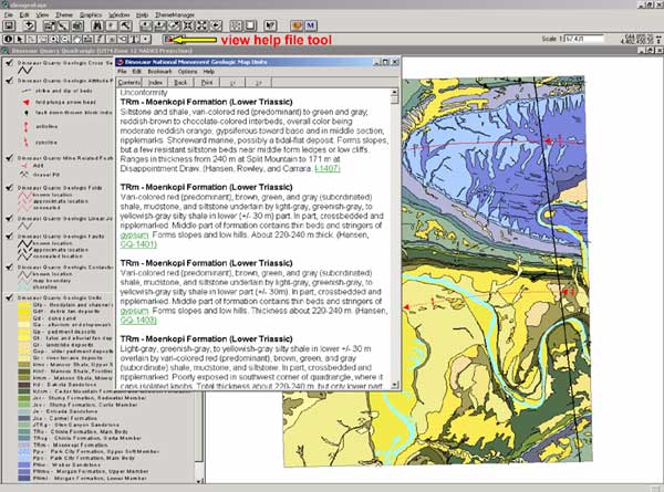 Image showing presentation of a geology help file in ArcView 3.3