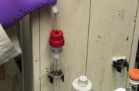 Connect gas tube to KOH trap; link to larger image