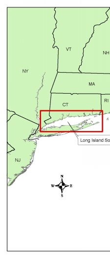 Figure 1. Map of Sedimentary Environments in Long Island Sound