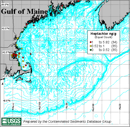 Gulf of Maine, Heptachlor ng/g