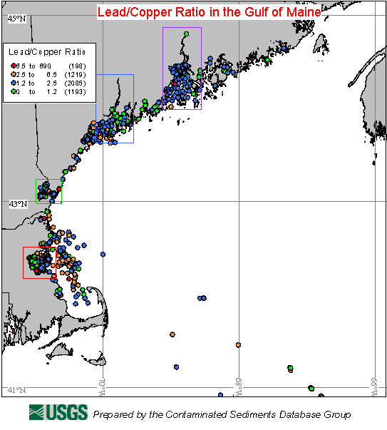 Figure 13. Lead/Copper Ratio in the Gulf of Maine