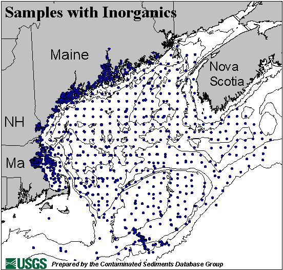 Map of samples with inorganics