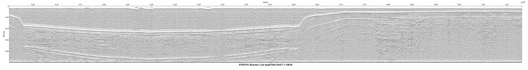 Thumbnail GIF image of the seismic trackline key9723b, with a hotlink to the more detailed, larger JPG image.