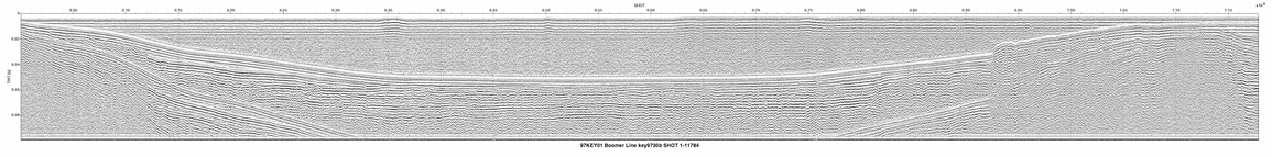 Thumbnail GIF image of the seismic trackline key9730b, with a hotlink to the more detailed, larger JPG image.