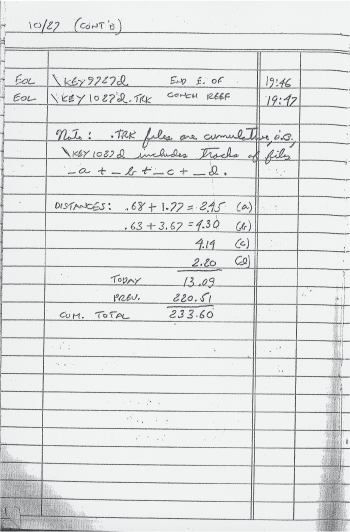 Scanned Image of Dana Wiese's logbook, Page 16.