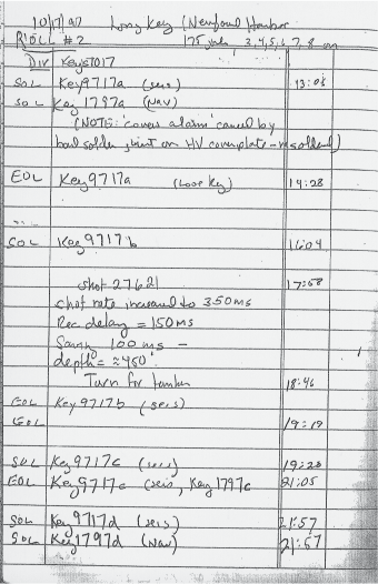 Scanned Image of Dana Wiese's logbook, Page 5.