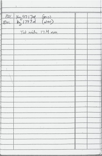 Scanned Image of Dana Wiese's logbook, Page 6.
