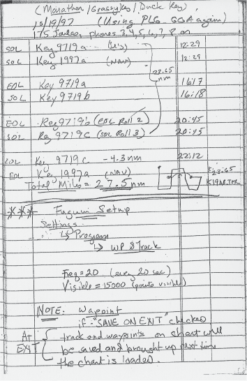 Scanned Image of Dana Wiese's logbook, Page 8.