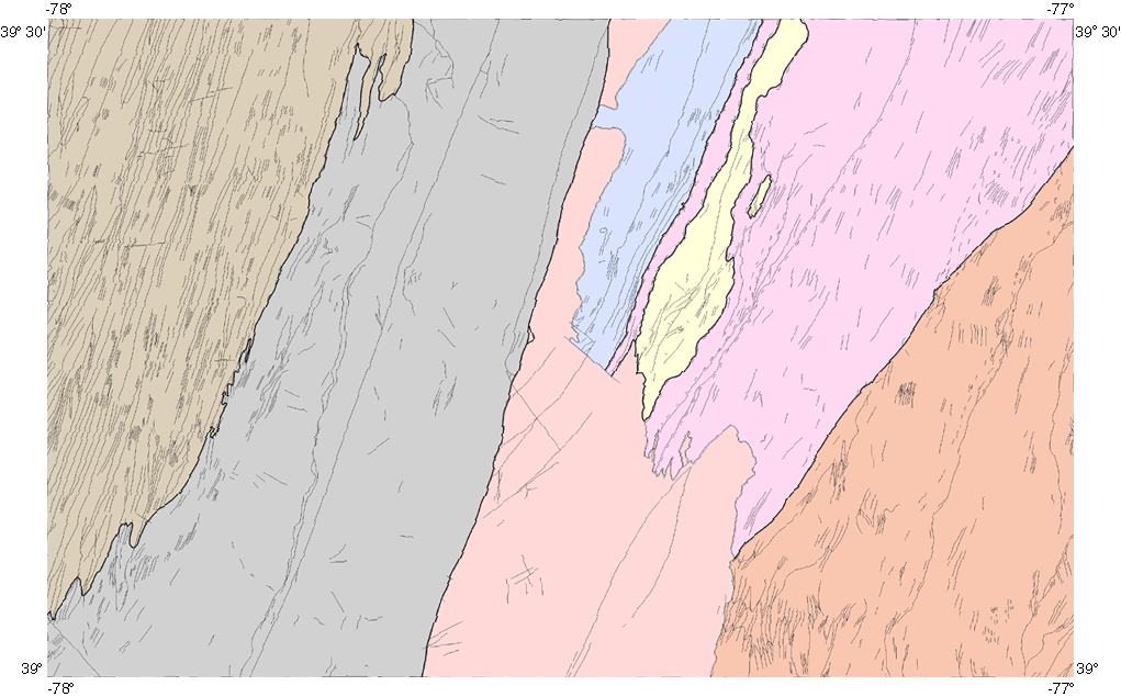 Tectonic map showing colored physiographic regions