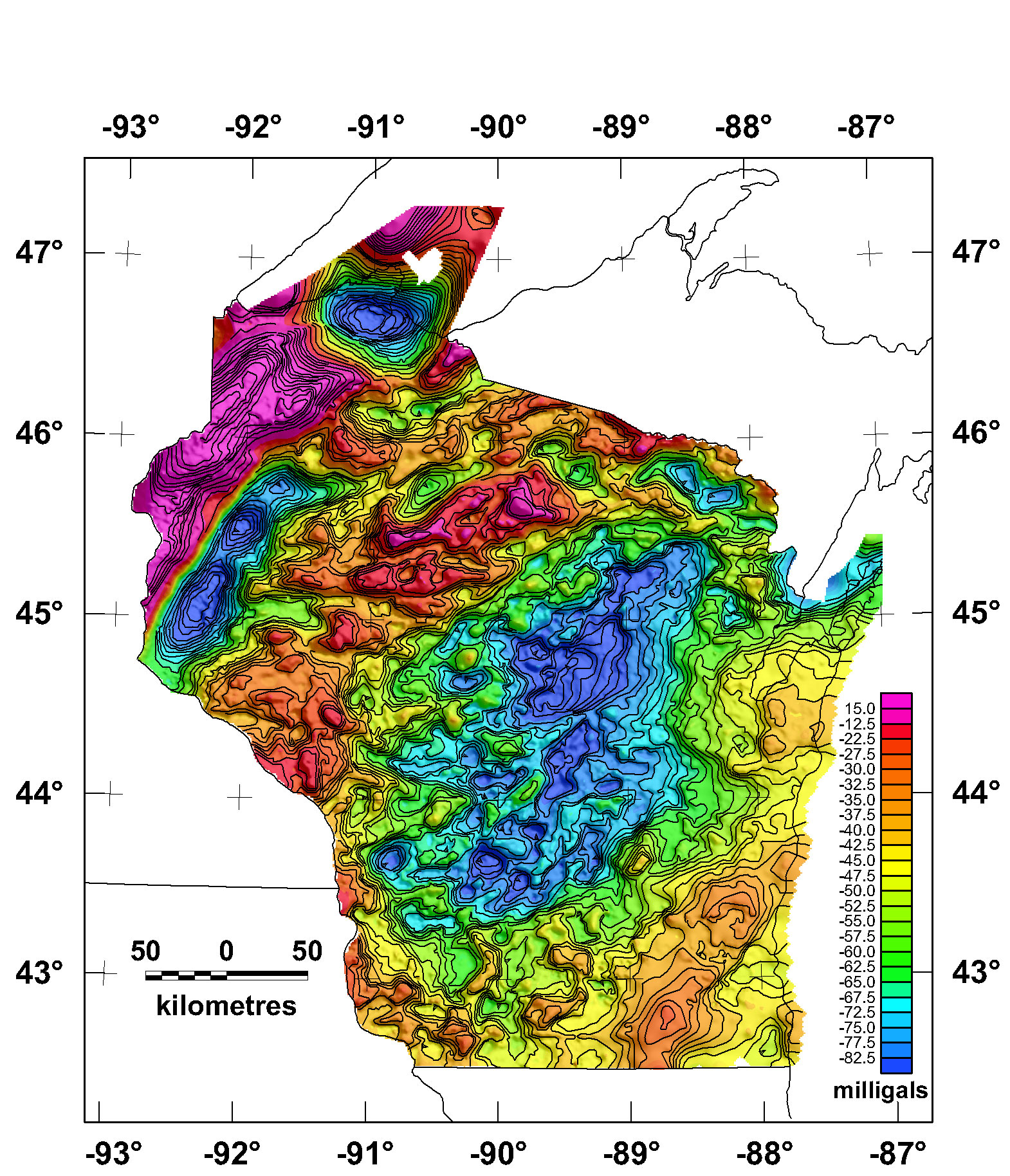 Wisconsin Composite Gravity Map Hi-res Image