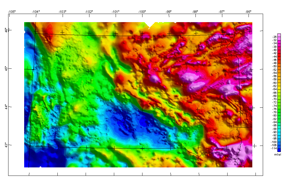 South Dakota Complete Bouguer Gravity Anomaly Map