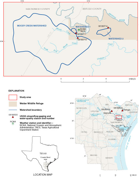 Map showing the Coastal Bend area and the study area.