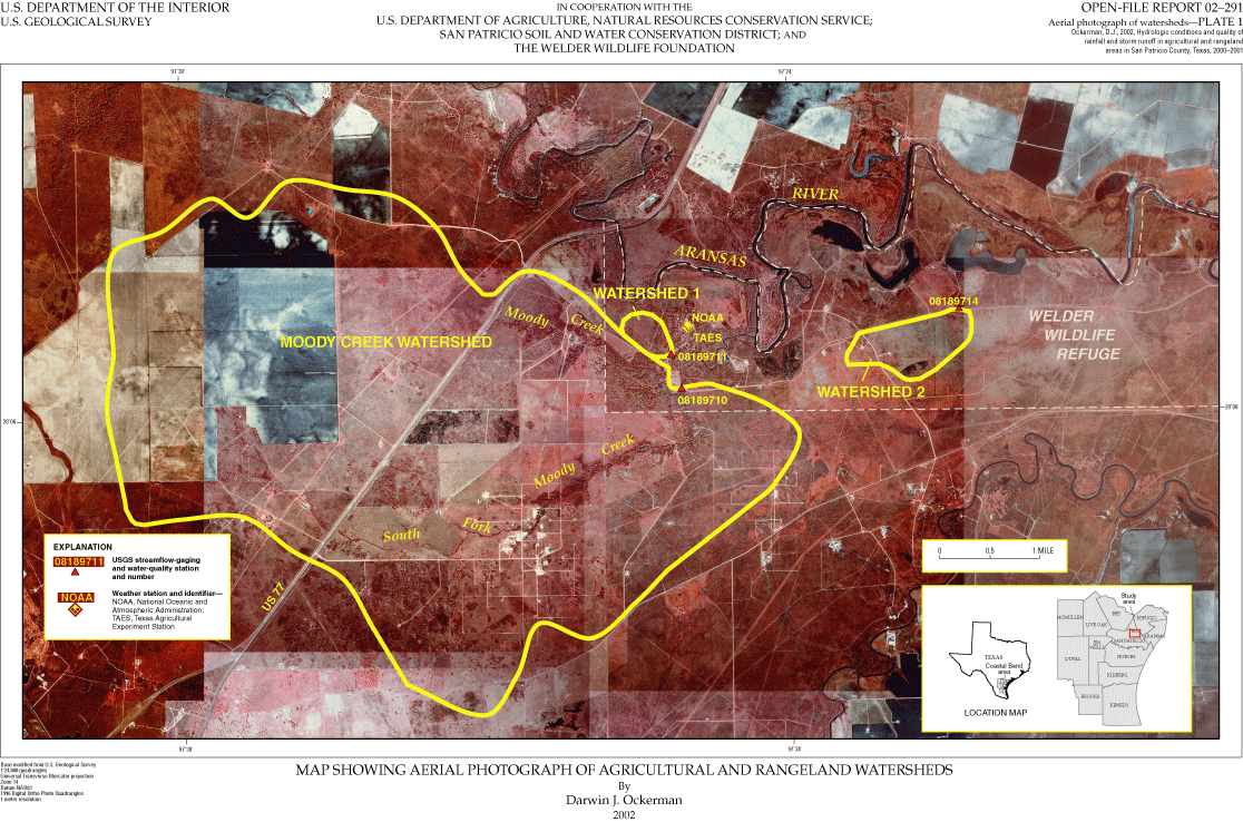 Map showing aerial photograph of agricultural and rangeland watersheds.