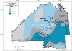 Map showing the approximate decline in potentiometric surface of the Upper Floridan aquifer from January-February 1960 to May 1999.
