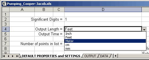 Screen shot of DEFAULT PROPERTIES and SETTINGS page