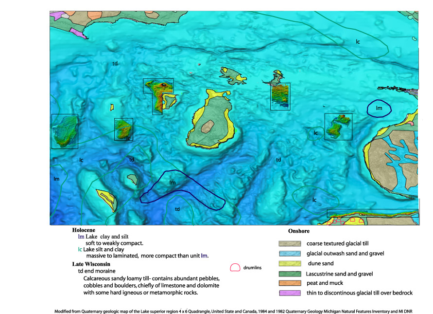 Quaternary geologic map of study areas.
