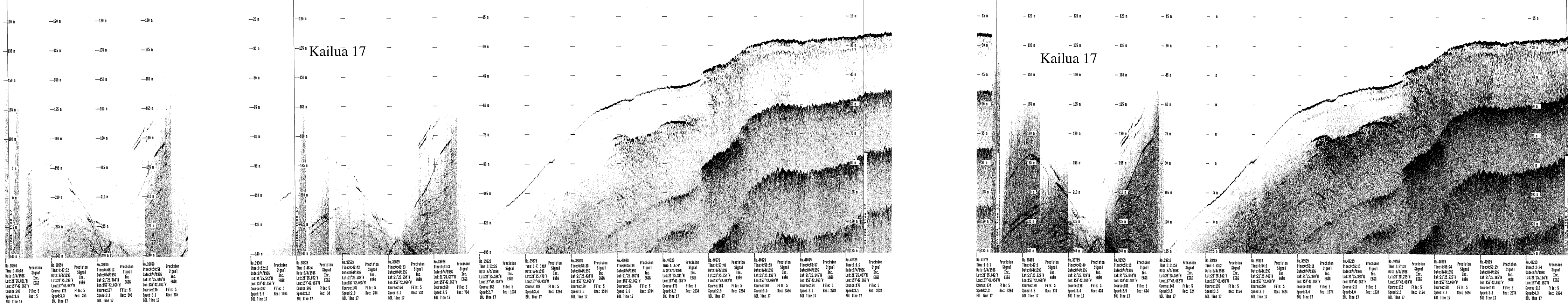 Subbottom profile showing seafloor and subsurface sediment detail and features