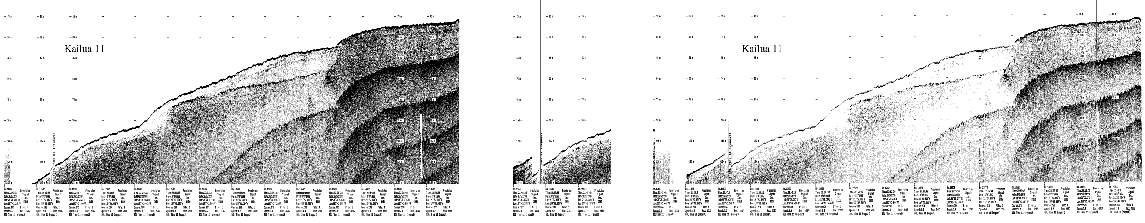 Subbottom profile showing seafloor and subsurface sediment detail and features