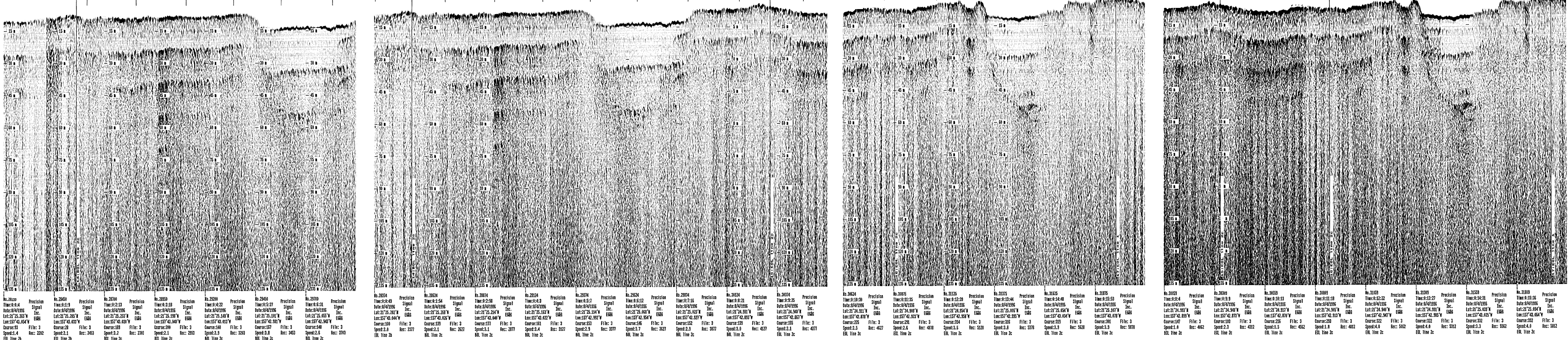 Subbottom profile showing seafloor and subsurface sediment detail and features