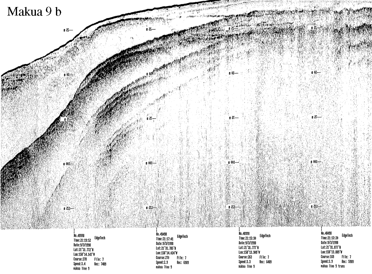 Subbottom profile showing seafloor and subsurface sediment detail and features