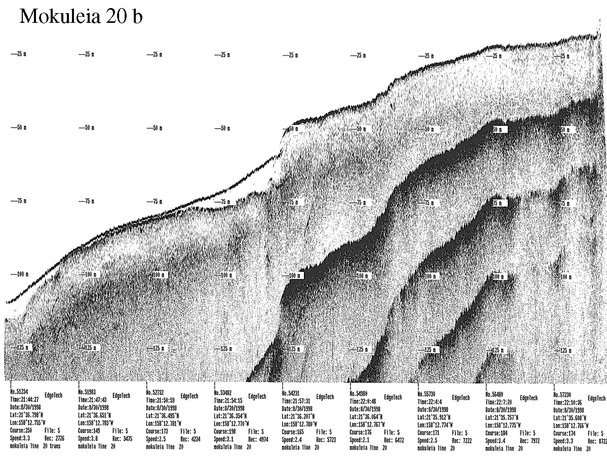 Subbottom profile showing seafloor and subsurface sediment detail and features