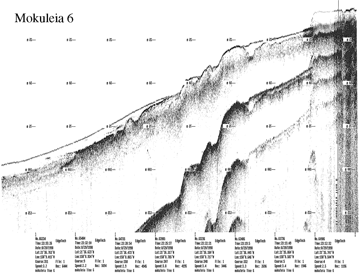 Subbottom profile showing seafloor and subsurface sediment detail and features