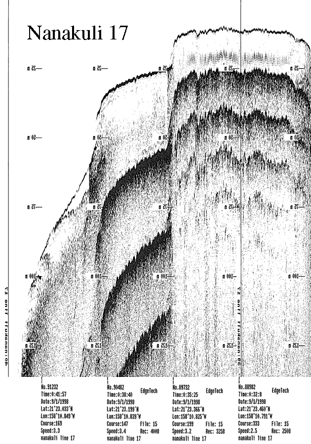 Subbottom profile showing seafloor and subsurface sediment detail and features