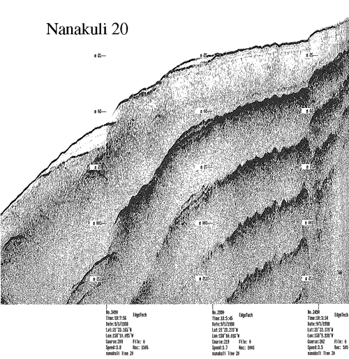 Subbottom profile showing seafloor and subsurface sediment detail and features