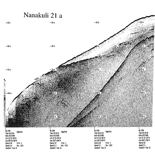 Subbottom profile showing seafloor and subsurface sediment detail and features