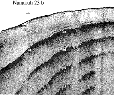 Subbottom profile showing seafloor and subsurface sediment detail and features