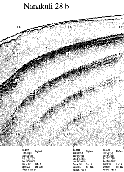 Subbottom profile showing seafloor and subsurface sediment detail and features