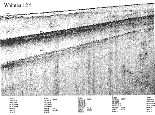 Subbottom profile showing seafloor and subsurface sediment detail and features