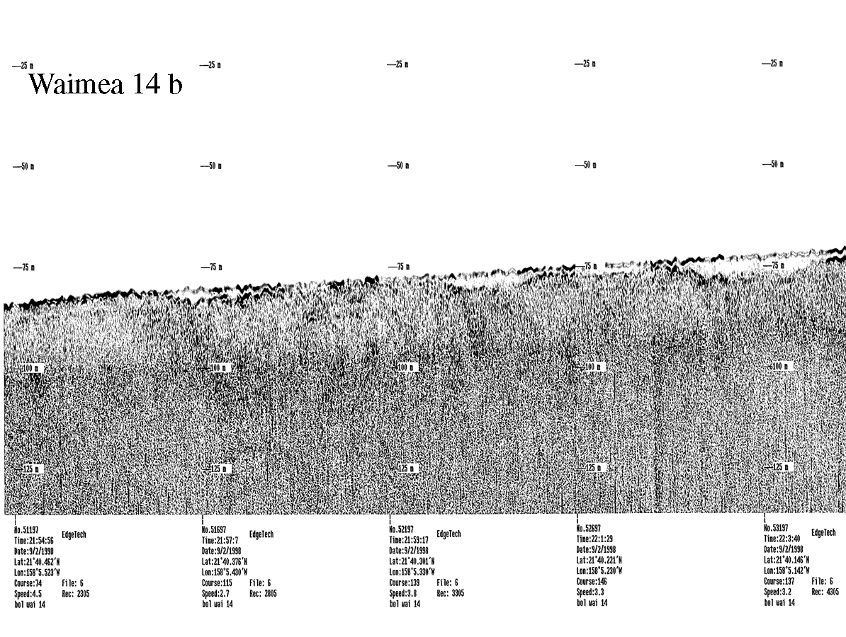 Subbottom profile showing seafloor and subsurface sediment detail and features