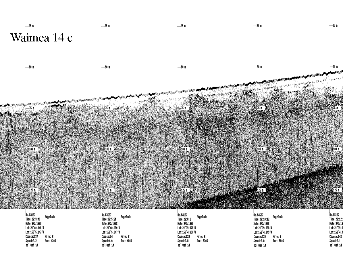 Subbottom profile showing seafloor and subsurface sediment detail and features