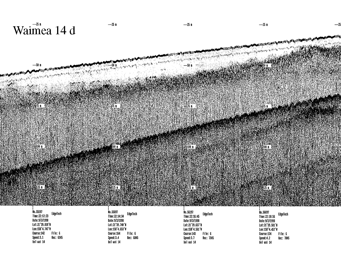 Subbottom profile showing seafloor and subsurface sediment detail and features