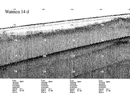 Subbottom profile showing seafloor and subsurface sediment detail and features