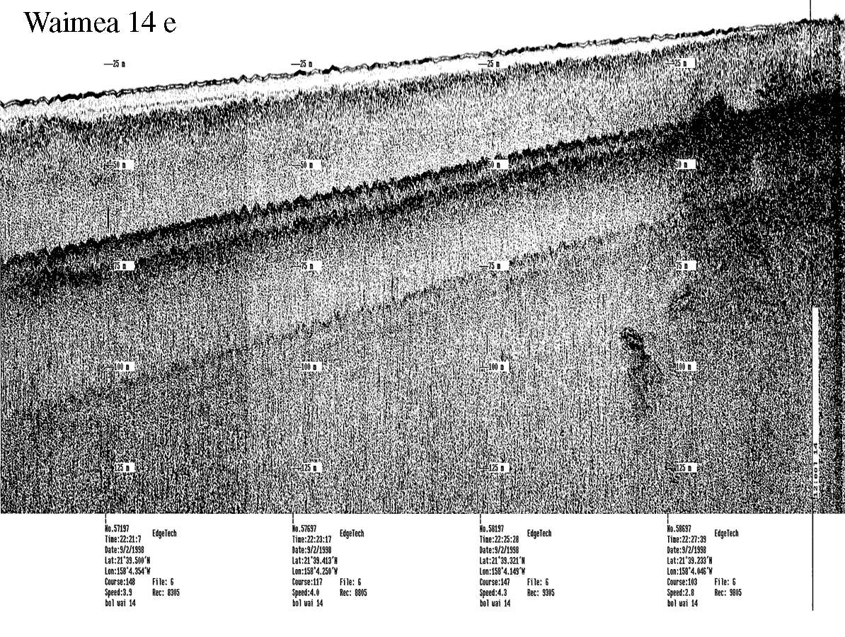 Subbottom profile showing seafloor and subsurface sediment detail and features