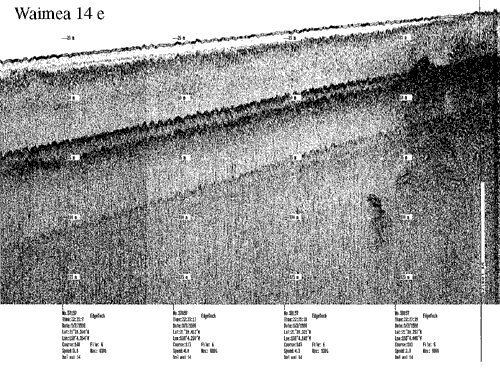 Subbottom profile showing seafloor and subsurface sediment detail and features